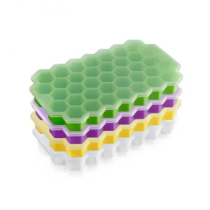 Силиконовые кубики льда лоток 37 сетки DIY Jelly Желе Форма с крышкой для бара Кухня может CSV