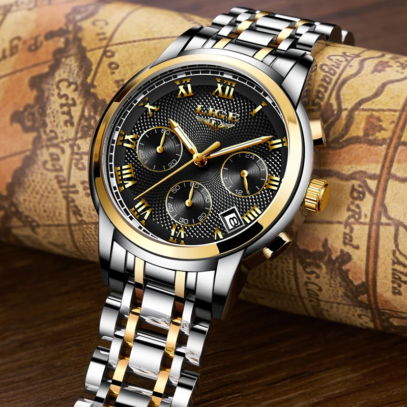 LIGE Luxury Brand Watches Men Fashion Sport Military Quartz Watch Men Full Steel Business Waterproof Clock Man Relogio Masculino
