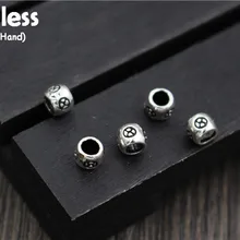 925 пробы бусины из настоящего серебра без угли, аксессуары для бисероплетения, ювелирные изделия, ручная работа, выгравированные цветы, бусины-разделители, Этнические украшения