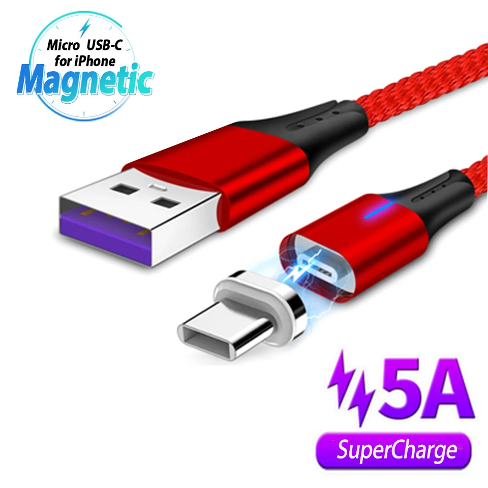 

Led Light Micro Usb C Type Magnetic Cable Fast Charging for Samsung S9 S10 S10e Note 9 Nokia 7 Plus Phone Charger Kabel 2 Meter
