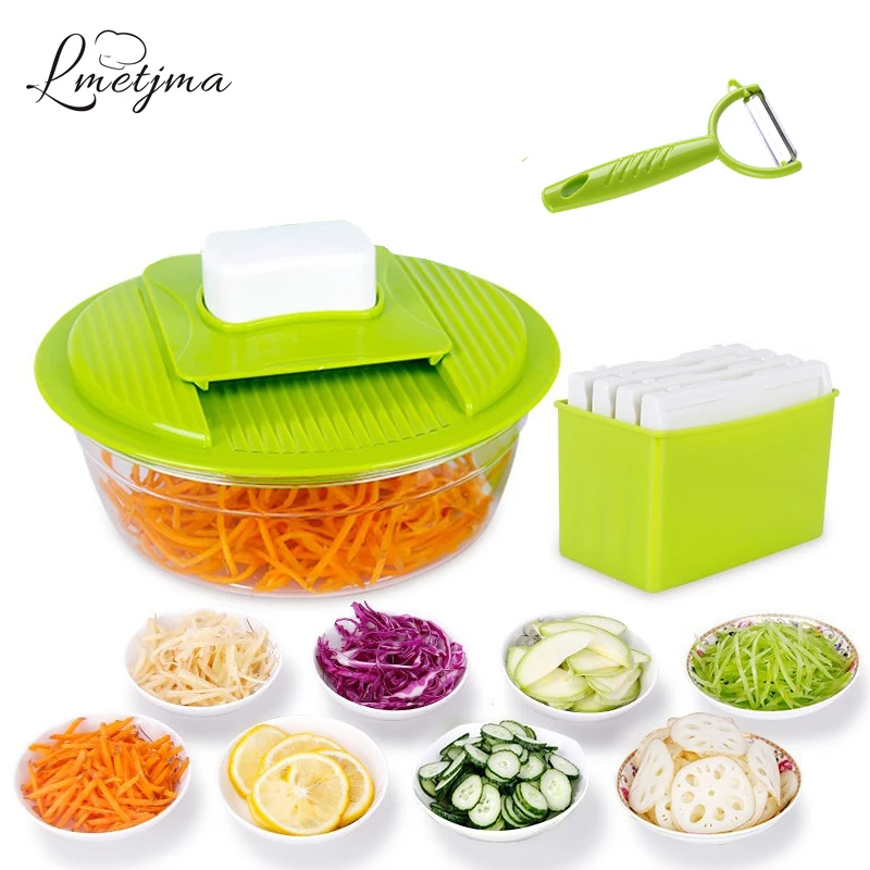 LMETJMA Mandoline Vegetable Slicer Stainless Steel Cutting Vegetable Grater Creative Kitchen Gadget Carrot Potato Cutter LK0728A