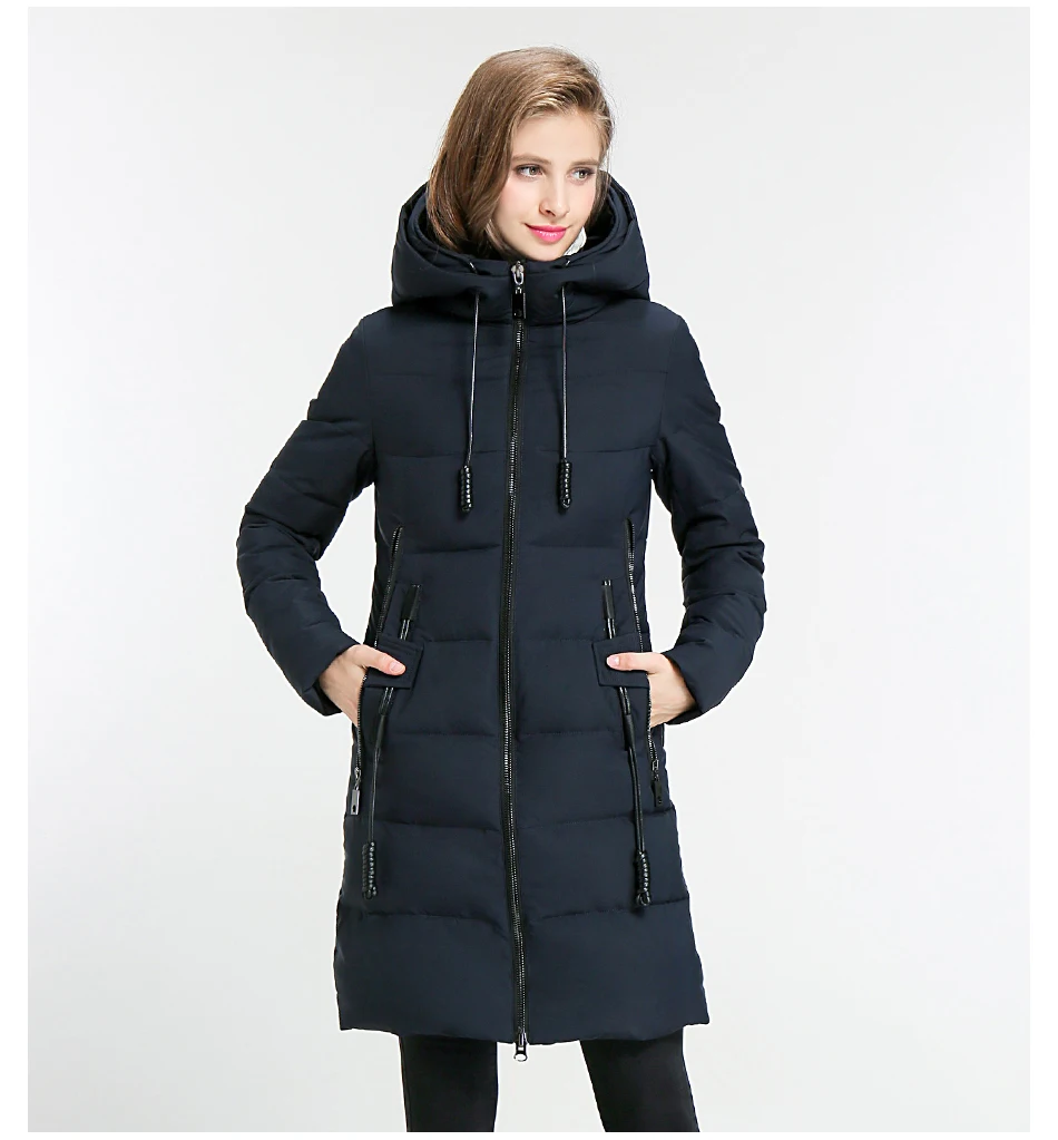 Eurasia New Women Winter Jacket Full Stand Collar Hooded Design Slim Outerwear Coat Warm Parka Lady Clothing Y1700010