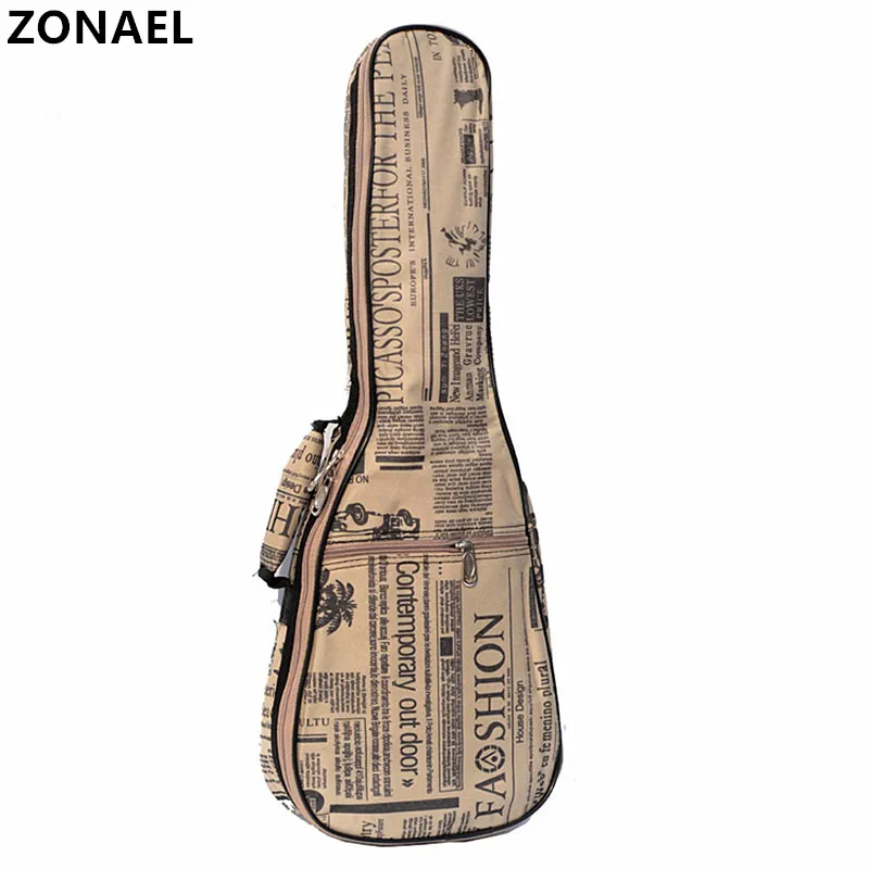 

ZONAEL 21 23 26 Inch Double Strap Hand Folk Canvas Waterproof Soprano Concert Tenor Ukulele Bag Case Backpack Guitar Parts