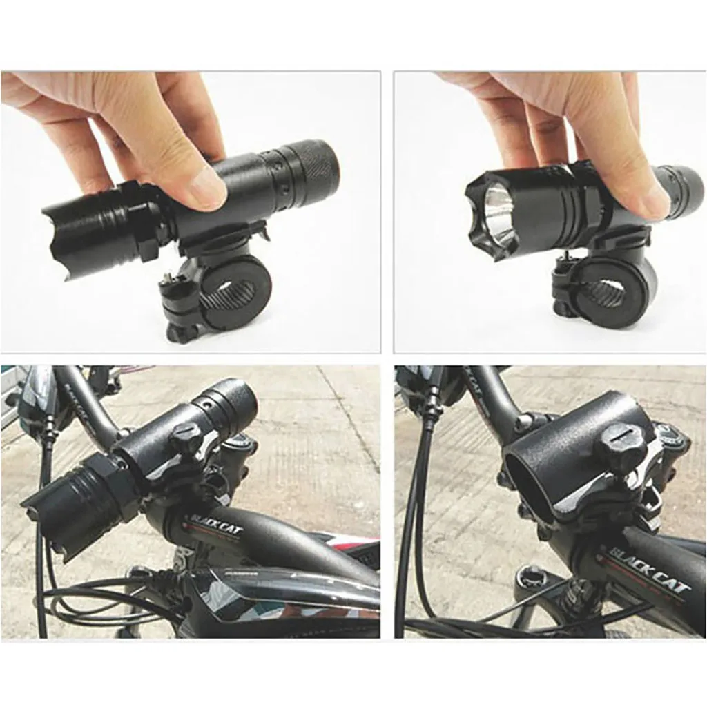 Excellent 2Pcs  Bicycle Front Light Bracket Flashlight Holder 360Rotation With antiskid rubber gask#p4 2