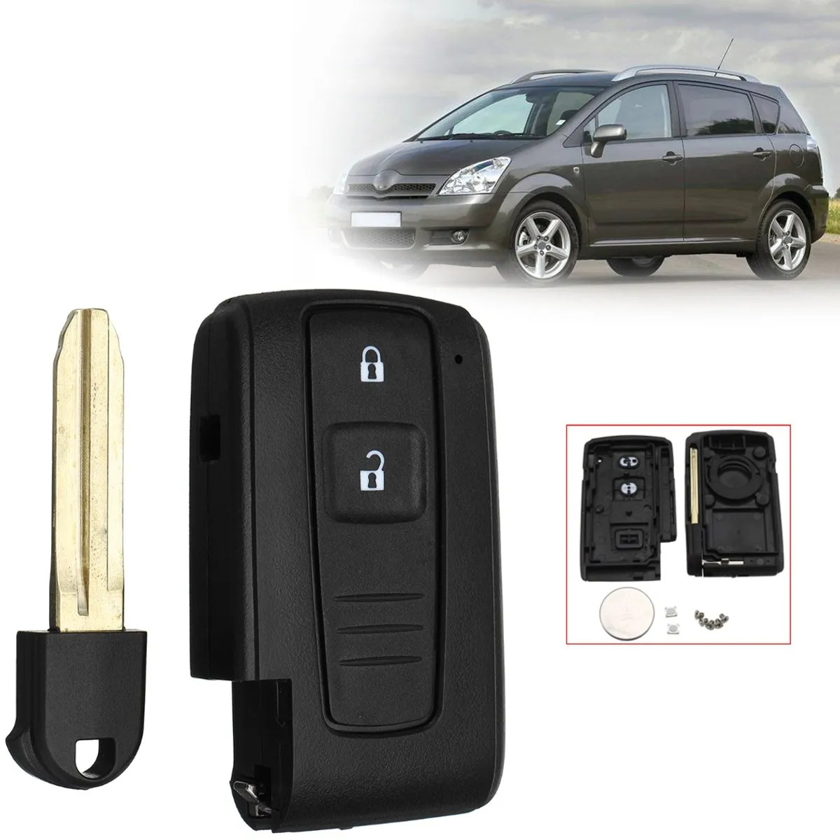 2 Buttons Open Lock Car Remote Key Fob Case Shell With font b Battery b font