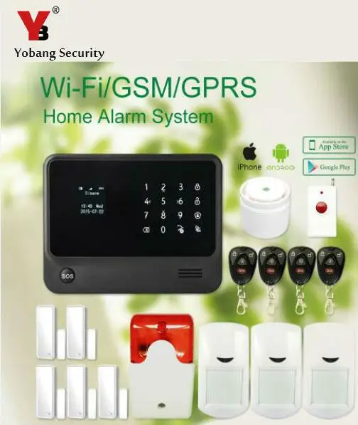 

YoBang Security Android IOS APP Controls G90B Plus Wireless GSM Home Alarm Security System With Door Window Sensor WIFI Alarm.