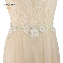 TOPQUEEN S403 пояс с бахромой свадебные цветочные повязки для свадебных платьев пояс Женские Цветы вечерние свадебные цветочные пояса бисером пояс