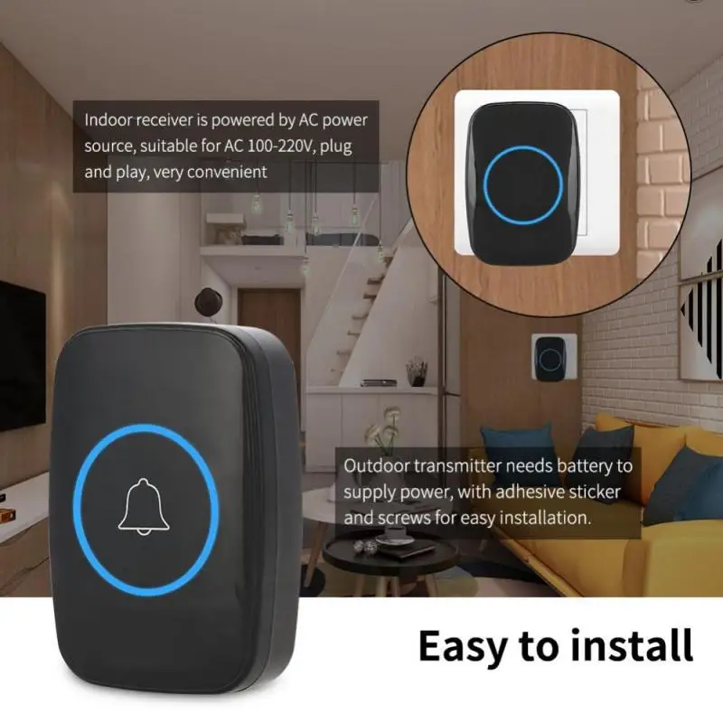 

Wireless Music LED Doorbell Outdoor Transmitter Indoor Receiver 300m Remote Control timbres inalambricos para casa