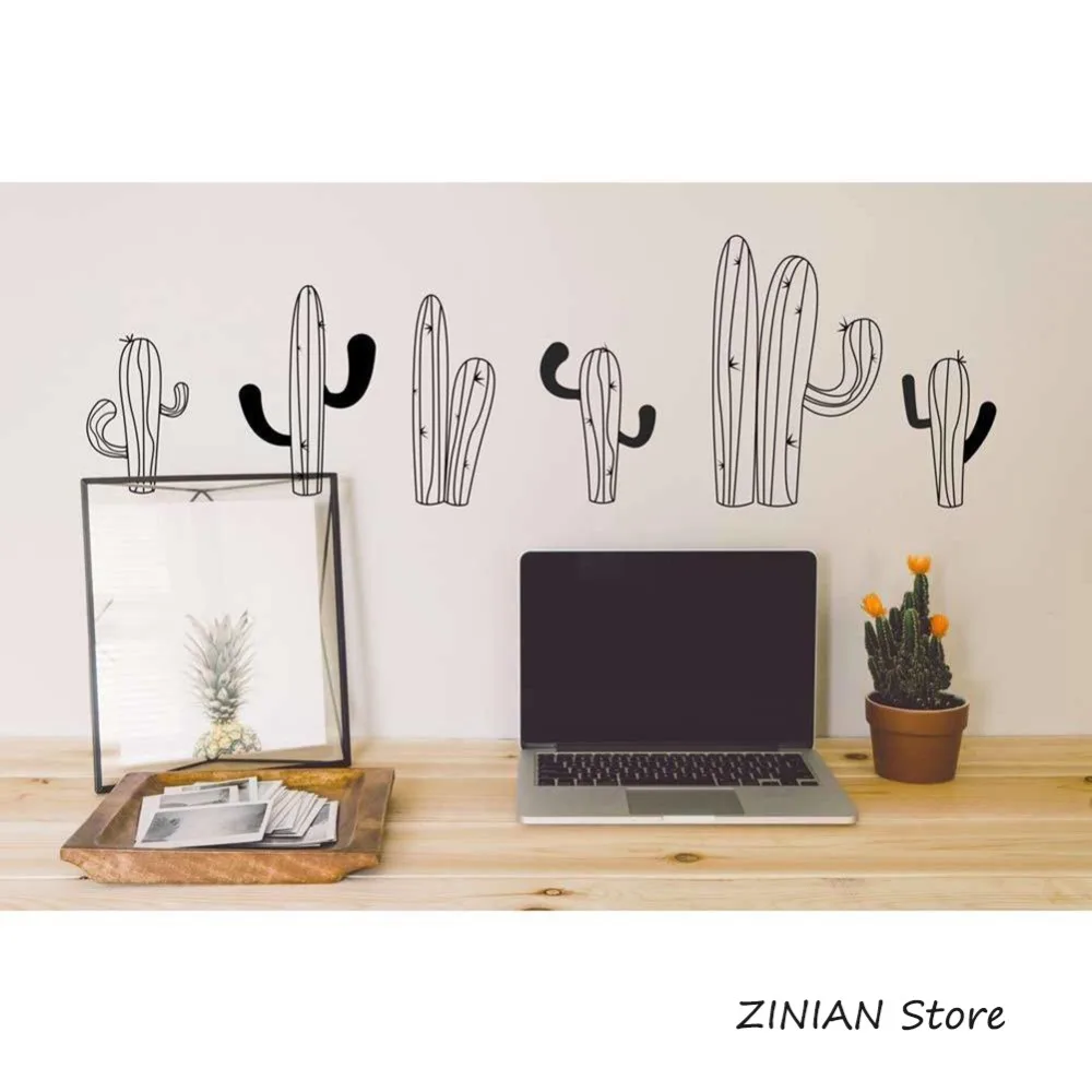 الصبار النباتات الفينيل الجدار ملصق ديكور المنزل غرفة المعيشة الأفقية جدار مائي نوم للإزالة الفن جدارية الشارات 5 قطعة/المجموعة 009