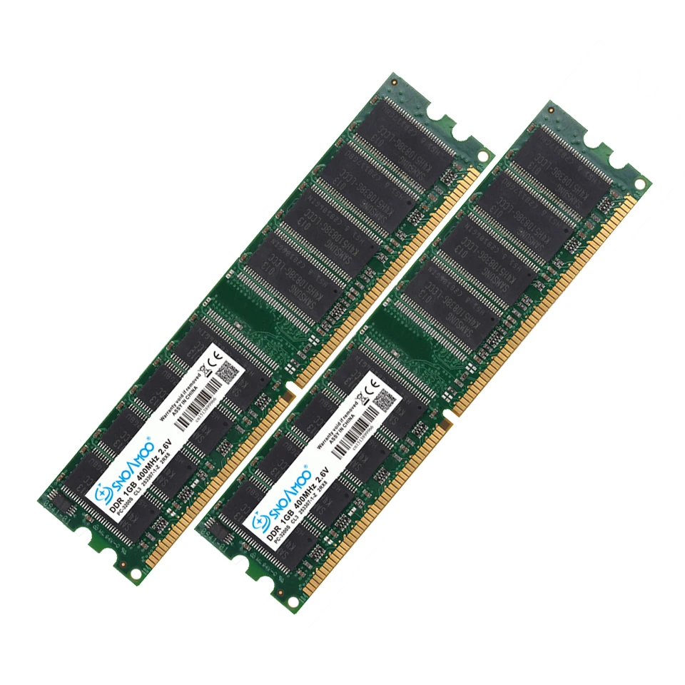 SNOAMOO DDR 2pcs x1GB 400MHz PC3200 184PIN CL3 ram Высококачественная память для рабочего стола DIMM пожизненная Гарантия