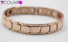 2015 chapado en oro rosa acero inoxidable terapia magnética de potencia alta resistencia pulseras