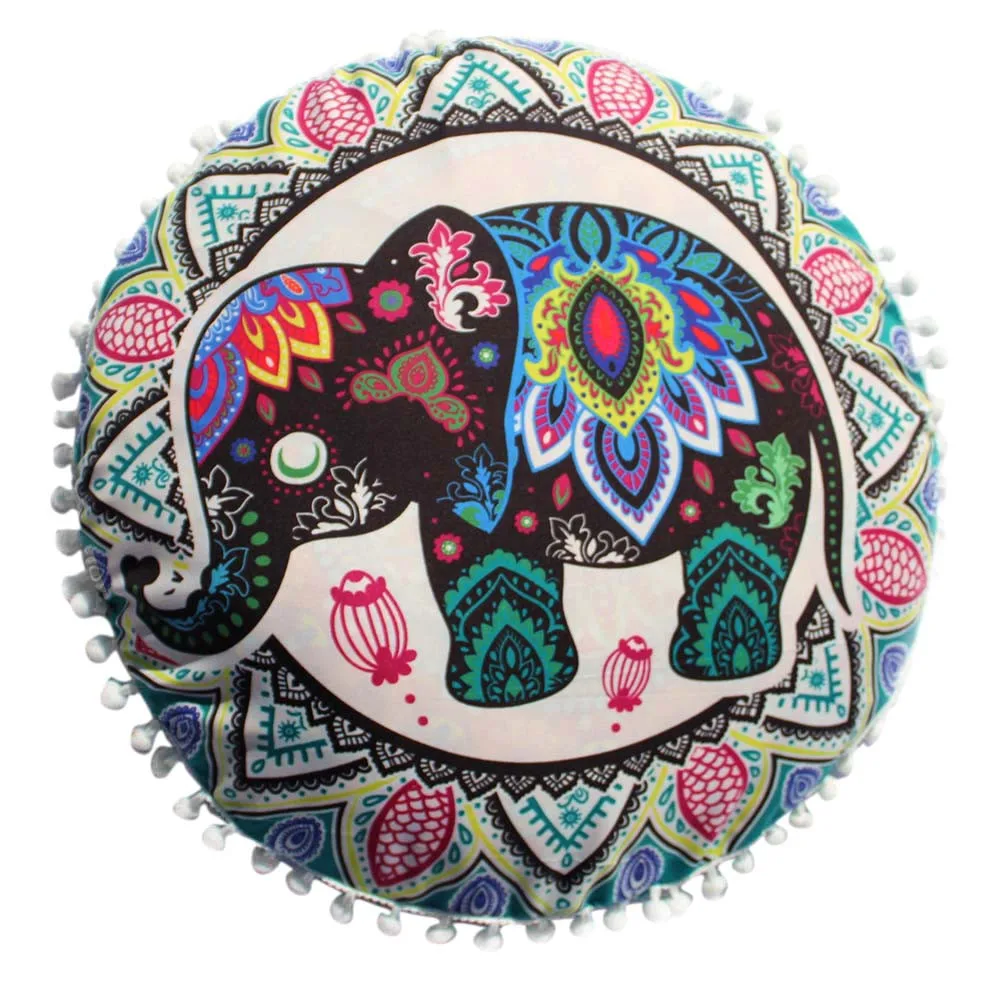Gajjar прочные инструменты напольные подушки с индийской мандалой круглый Boho наволочка чехол Цветная текстильная подушка 43*43 см Прямая поставка