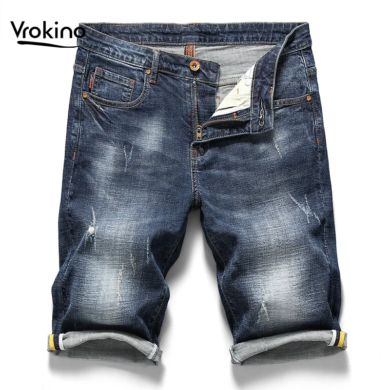 Летние новые мужские повседневные шорты джинсы модные высококачественные прямые мужские синие короткие джинсы брендовая одежда 36 38 40