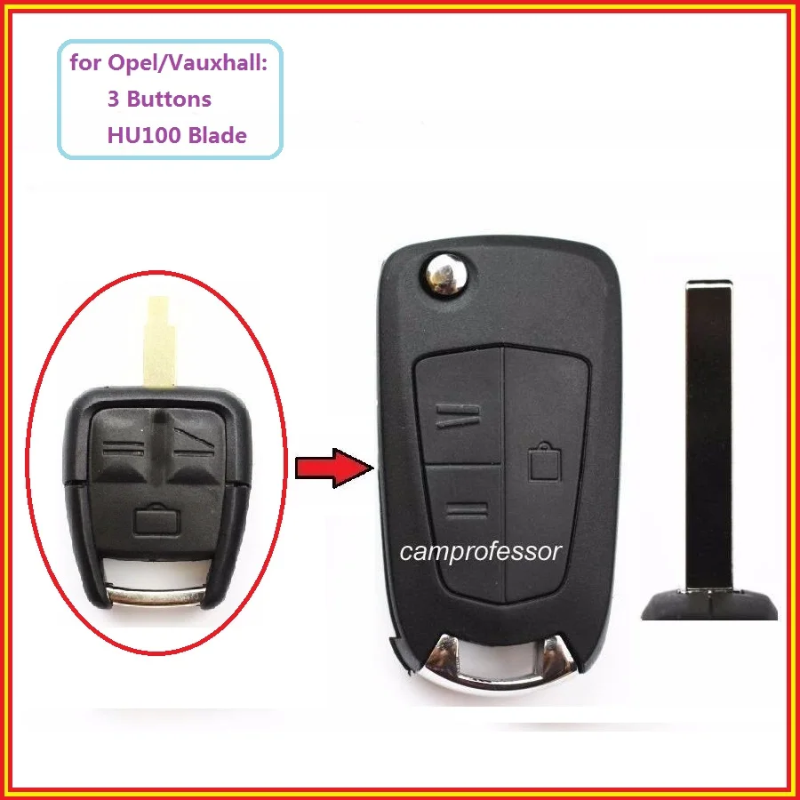 

KEYECU New Folding Remote Key Shell Case Fob 3B for Opel Vauxhall Vectra Meriva Tigra Signum Astra Combo Corsa Frontera HU100
