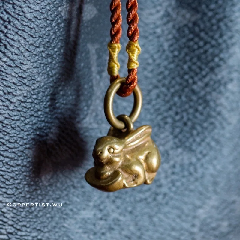 

coppertist.wu Rabbit Keychain Copper Animal Gold Cover Fashion Jewelry Key Chain HandBag Pendant Car KeyRing