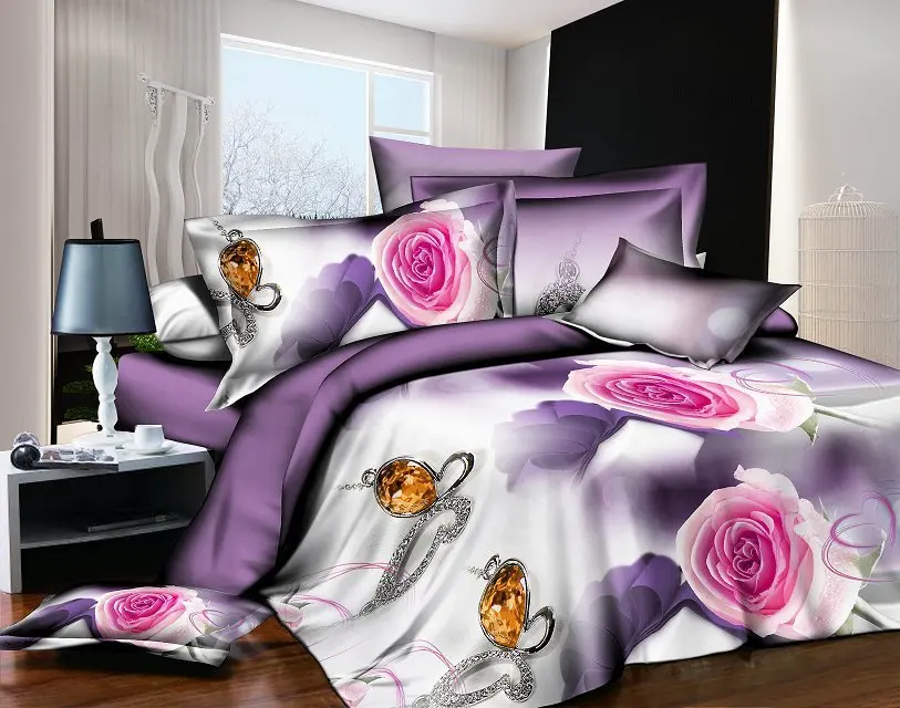 Тончайший слой высокое качество домашний текстиль постельное белье 3d пододеяльник плоский кровать Простыни наволочка зима утолщение dekbedovertrek - Цвет: as picture