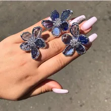 Jankelly, дизайн, Роскошный AAA циркон, круглая форма цветка, серьги, кольцо, набор для женщин, высокое качество, для вечеринки/свадьбы, ювелирные наборы