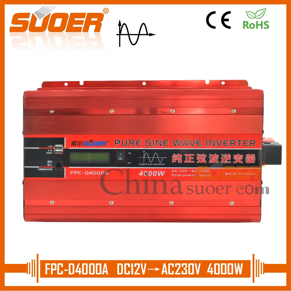 

Suoer 12v 220v 4000w inverter dc to ac pure sine wave inverter with LCD display (FPC-D4000A)