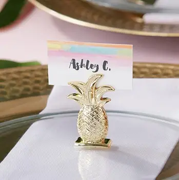 

Promotion 150 pcs/lot Wedding Favors Gold Pineapple Place card holder Table decoration name card holder Free shipping