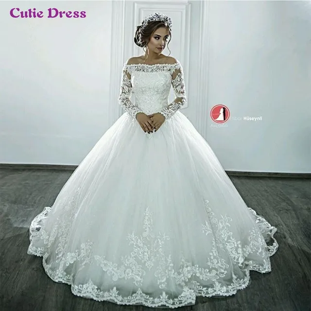 sencillo vestido blanco bola vestido casamento longo off boda del