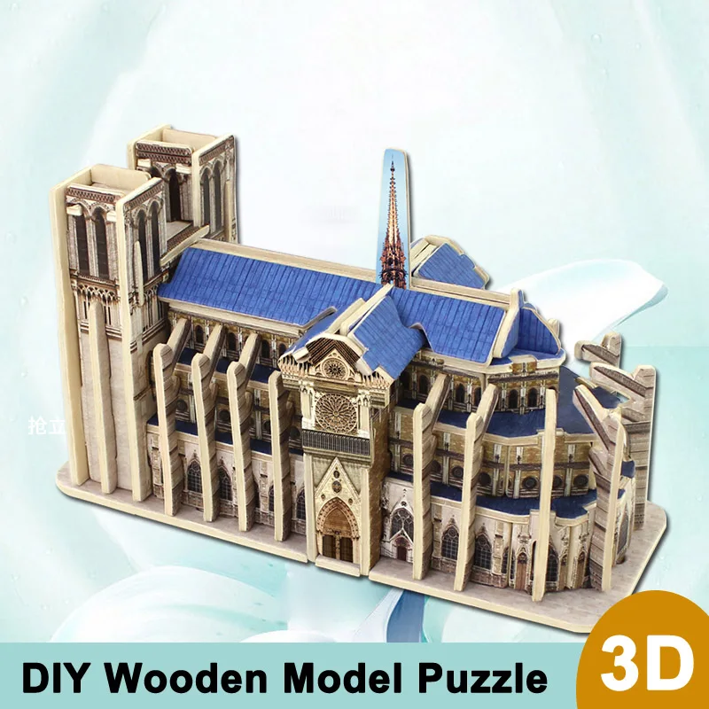 2019 Новый Нотр Дам де Пари 3D модель здания Конструкторы комплект DIY архитектурные игрушки комплект