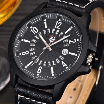 

Fashion Designer Brand XINEW leather Strap Hollow Date Calendar Big face Casual Quartz Watch Relogio Masculino Marca Original