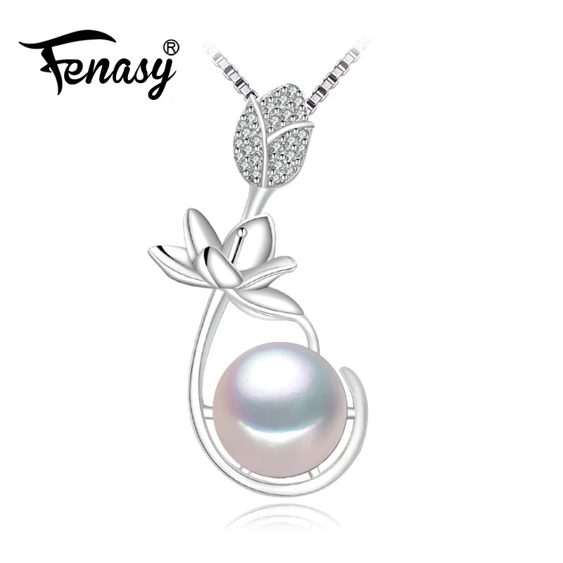 

FENASY 925 sterling silver flower necklace,fine pearl jewelry statement Pearl necklace for women Bohemia necklace for love