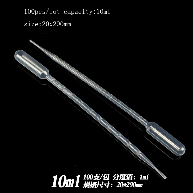 100 stks/partij 10 ml Plastic Wegwerp Pipetten Eye Dropper Set Meetpipetten PolyethyleenPipet