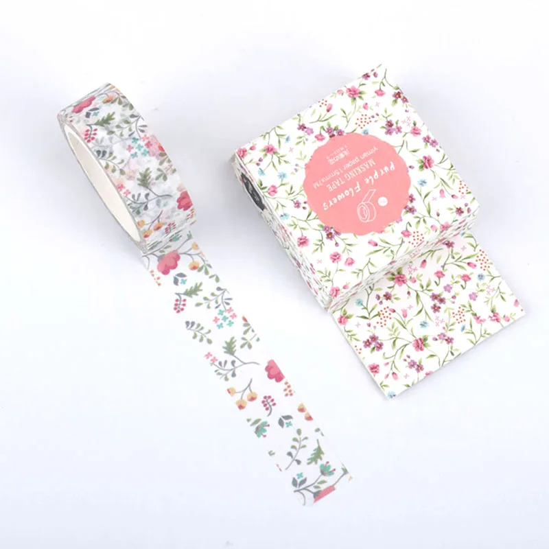 

Floral washi paper adhesive tape Cute Japanese 15mm*7m DIY decoration scrapbooking planner masking tape stationery