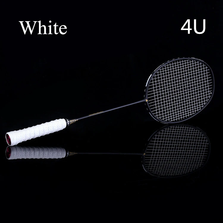 4U white LOKI профессиональная ракетка из углеродного волокна для бадминтона 4U 6U 72g супер легкая ракетка для бадминтона со шнурком 25-27 фунтов для взрослых и детей - Цвет: 4U white
