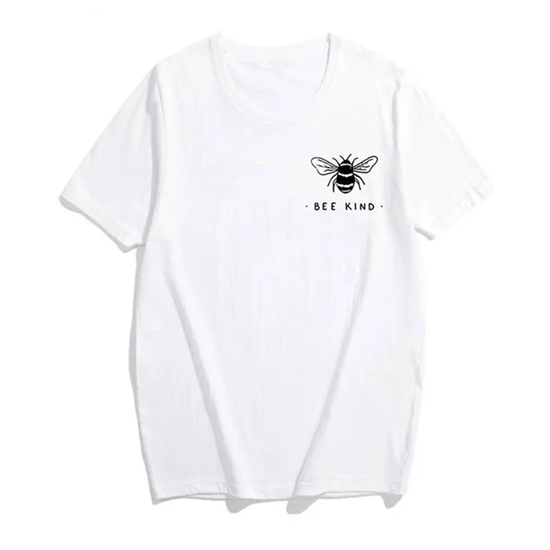Bee kind карманная футболка с принтом для женщин сохранить пчелы Графические футболки для девочек летняя одежда tumblr модный топ - Цвет: 0521
