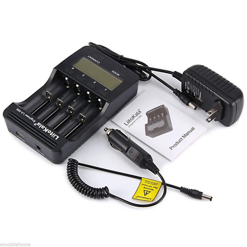 LiitoKala Lii-500 12V US UK 2.0A ЖК-дисплей умный литиевый и NiMH зарядное устройство 18650 26650 14500 AA
