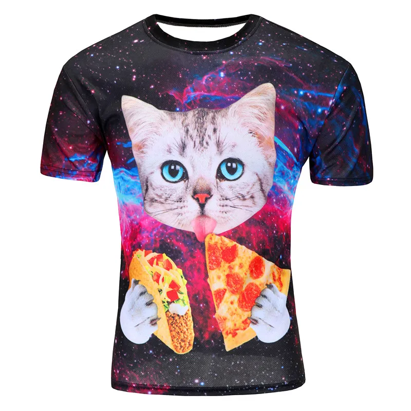 Pizza Cats, 3d футболка, Mannen, мужские футболки, уличная одежда, топы, подходят как для мужчин, так и для женщин, короткий рукав, хип-хоп, Азиатский размер