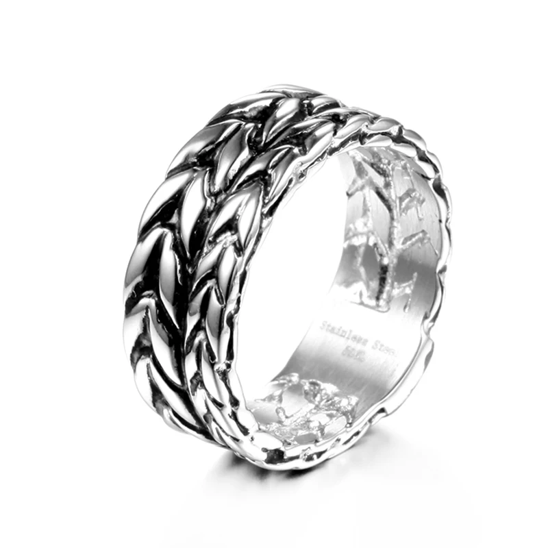 

Fashion Jewelry Simple Chain Ring For Women 316L Stainless Steel Biker Rings Trendy Wedding Ring VR168