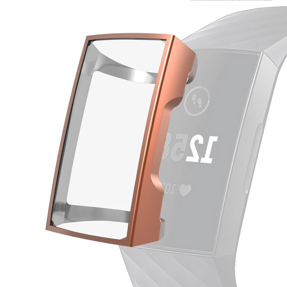 Защитный чехол против царапин Смарт-часы с пряжкой прочный каркас чехол мягкий, ТПУ чехол полностью закрытый для Fitbit Charge 3 - Цвет: Розовое золото