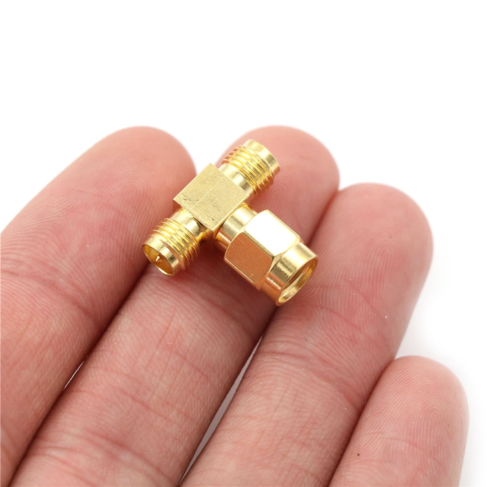 

Female 3 way adapter RF coaxial coax adapter RP-SMA to RP-SMA 3 way Triple T connector RP-SMA male to 2 RP-SMA