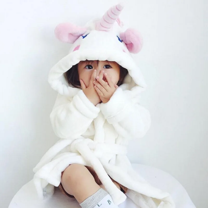 Girls Unicorn Bathrobe Hooded Dressing Gown Cartoon Animal Flannel Sleepwear Nightwear Towelling Bath Rope for Kids White Girls Unicorn Bathrobe Hooded Dressing Gown Cartoon Animal Flannel Sleepwear Nightwear Towelling Bath Rope for Kids White