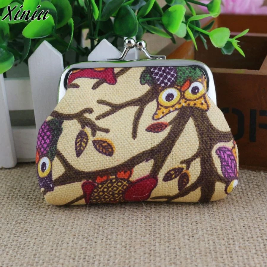 

Women Lovely Coin Purse Stylish Canvas Mini Wallet Children Hasp Owl Purse Clutch Bag Saco De Moedas #7619