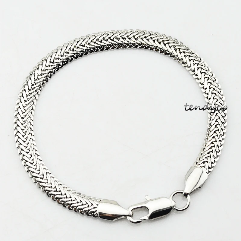 1pcs Mens Womens Yellow White Gold Color Herringbone Bracelets Link