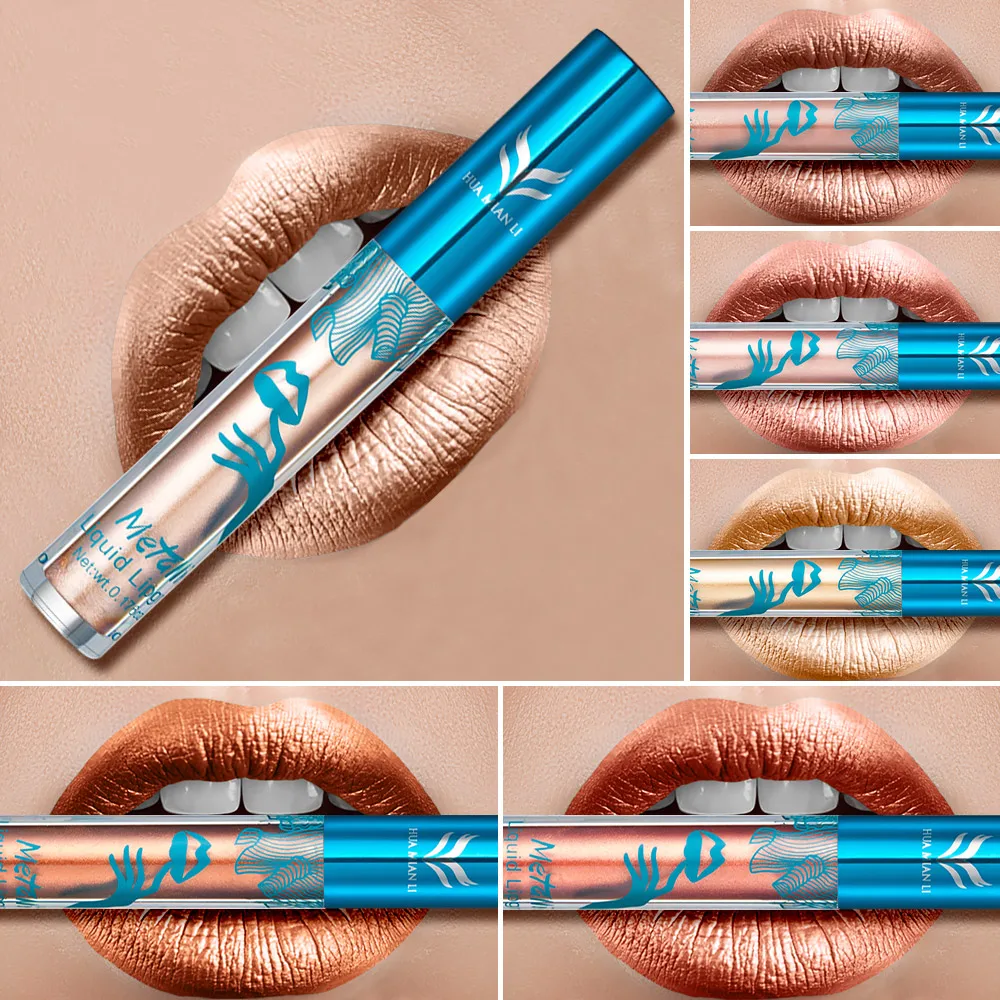 

HUAMIANLI Brand Glitter Liquid Lipstick Lips Makeup Metallic Shimmer Matte Lip Gloss Women Makeup Cosmetics Diamond Lipgloss 1P