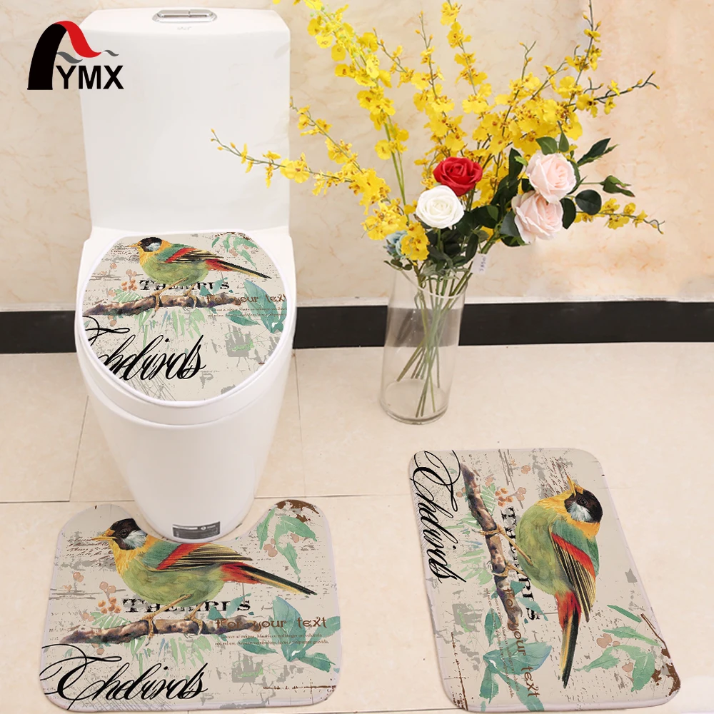 Buy 3pcs/set Art Bird Printing Toilet Seat Cover