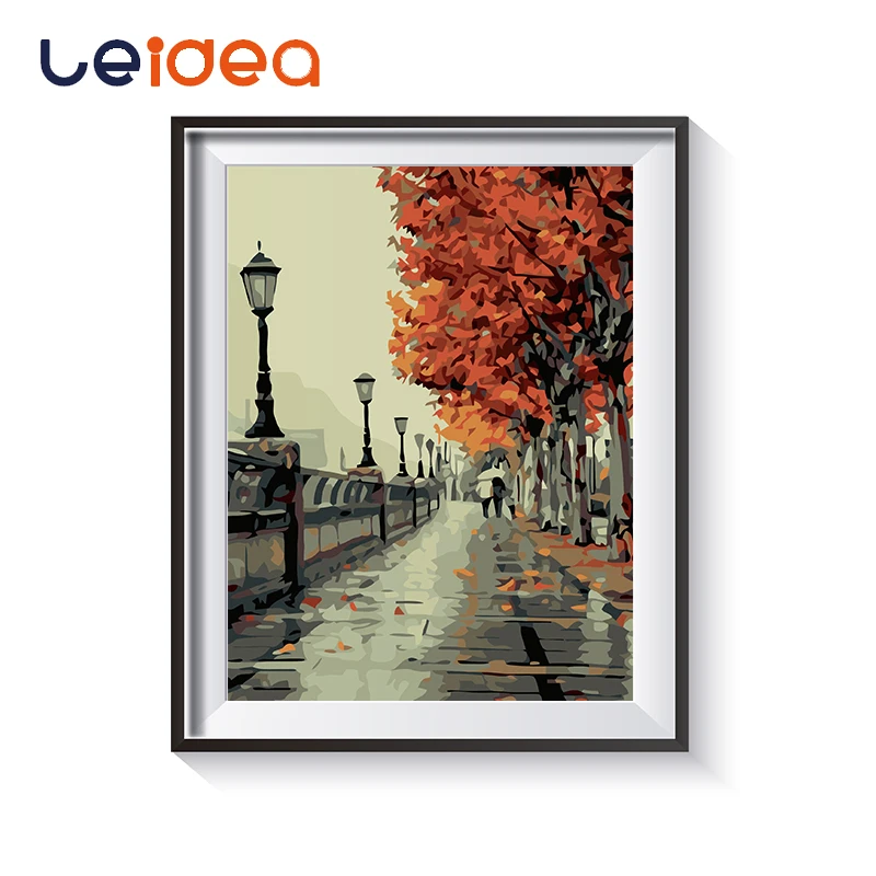 

Paint By Number Love In The Fall Scenic Maple Leaf Romantic Couple Gift Scenery Painting Watertown Love Painting By Hand