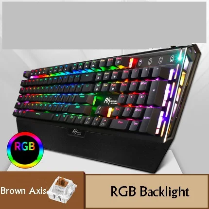 Royal Kludge RK Mirage USB Проводная эргономичная Механическая игровая клавиатура с подставкой для рук черная, синяя, красная, коричневая ось - Цвет: RGB Brown Axis