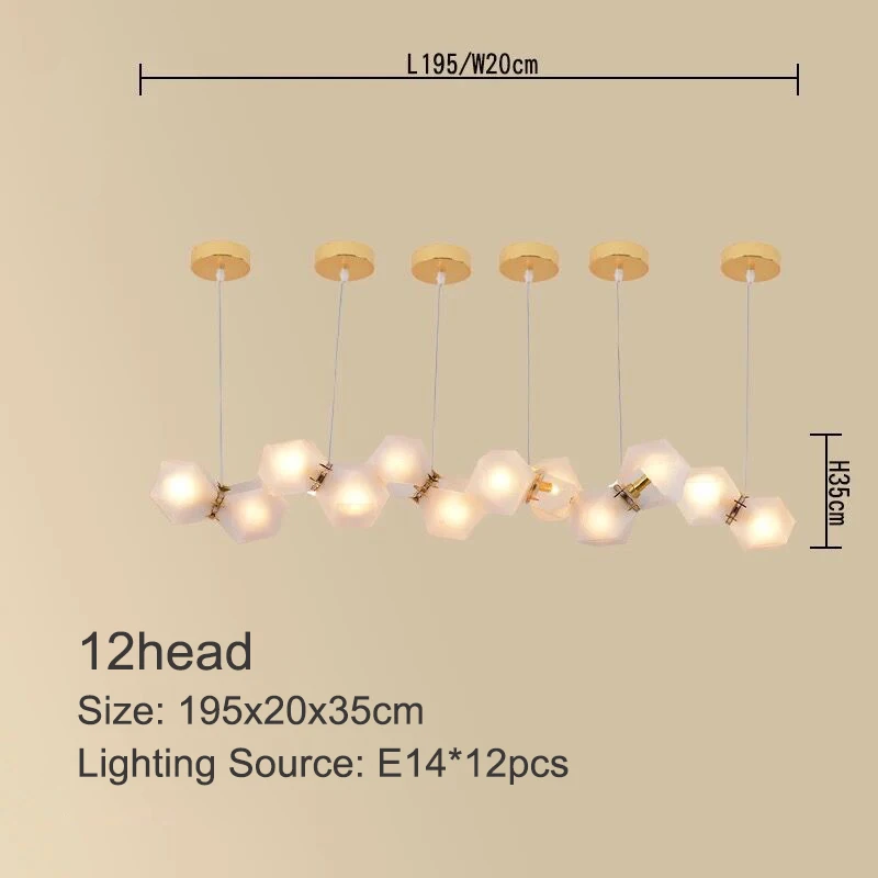 Скандинавский неправильный геометрический стеклянный люстра светильник ing Современный арт деко подвесной светильник для виллы светодиодный светильник/подвеска - Цвет абажура: 12head