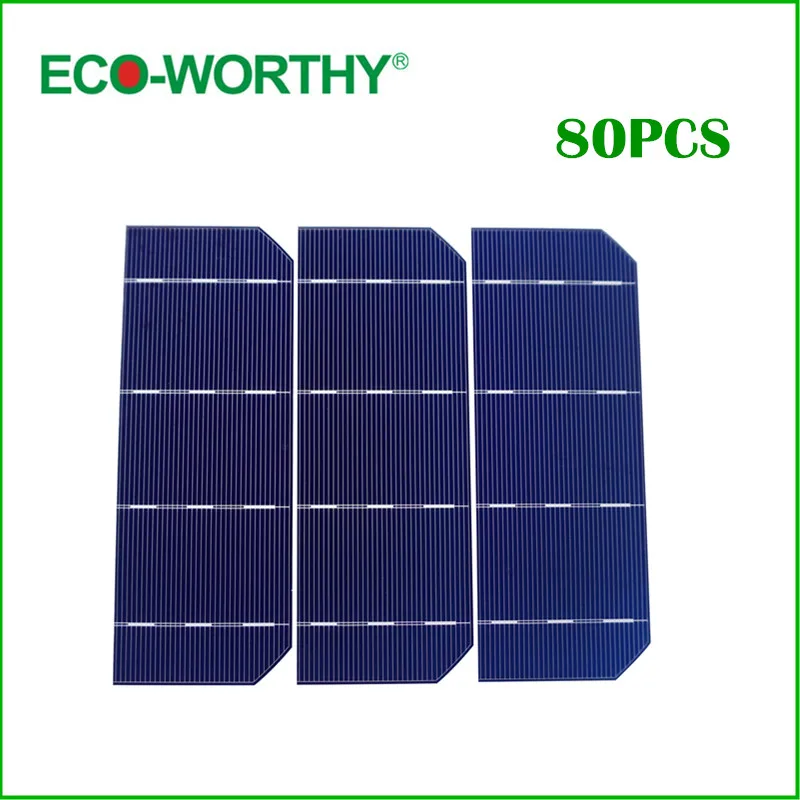 80pcs 6x2 Solar Cell Kits Mono Monocrystalline Silicon Solar Cell 156*58.5mm Photovoltaic Cell Solar for DIY Solar Cell Panel cell