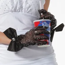 5 шт./лот, черный блестящий сексуальный костюм для танцев для девушек, дискотека, вечерние, кружевные, рыболовная сеть, Короткие рукавицы