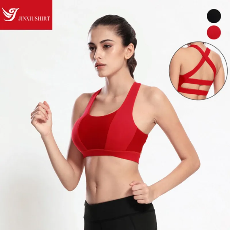 

New Women Cross Design Sports Bra Push Up Shockproof Vest Tops with Padding for Running Gym Fitness Jogging Yoga Shirt