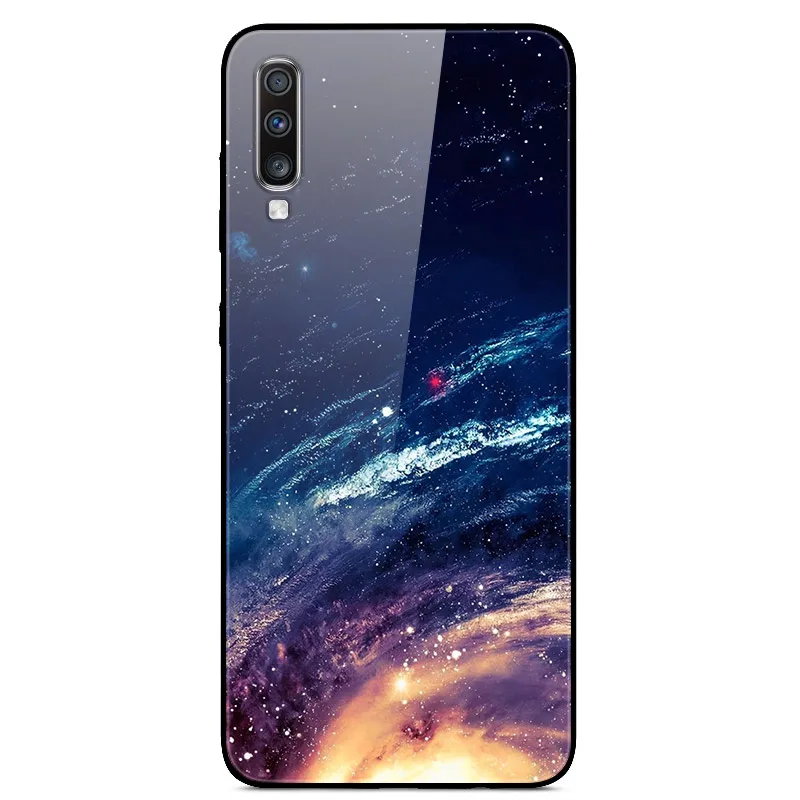 Роскошный стеклянный чехол для samsung Galaxy A70, чехол A 70, чехол на заднюю панель для samsung A70, чехол A705F 6,", ТПУ Рамка, бампер - Цвет: as photo 44