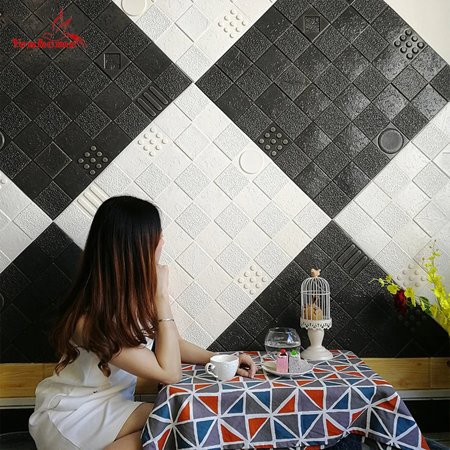 

2019 Modern Self-adhesive Wallpaper for Living Room Kids Room 3D Waterproof Wall Paper Geometry Graph Anti-collision House Decor