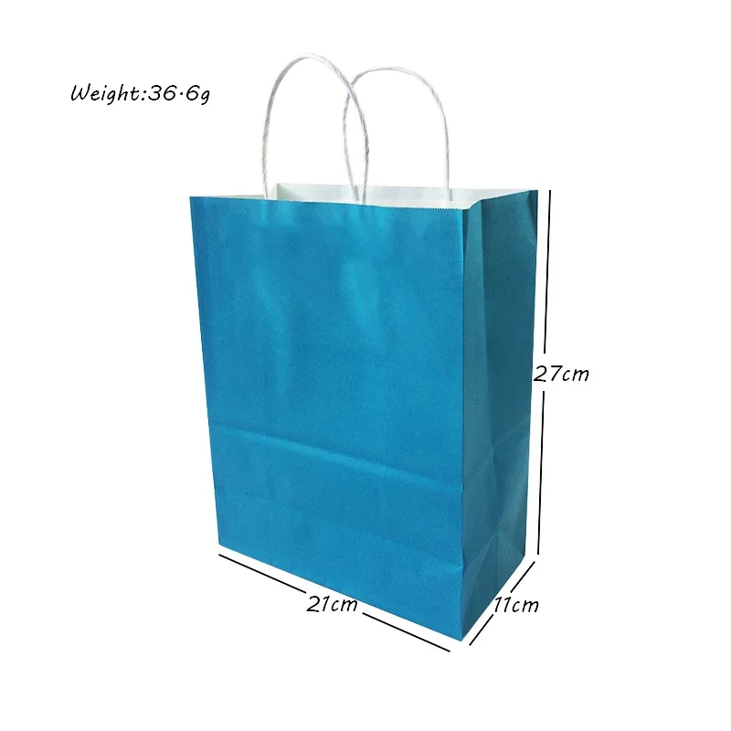 10 шт./партия праздничная подарочная крафт-сумка синие хозяйственные сумки DIY многофункциональная перерабатываемая бумажная сумка с ручками 4 размера на выбор